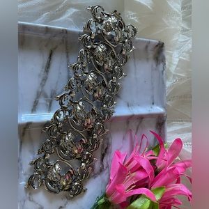 Vintage silver tone large cuff link bracelet